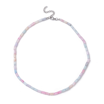 Glass Rectangle Beaded Necklace, Colorful, 17.13 inch(43.5cm)