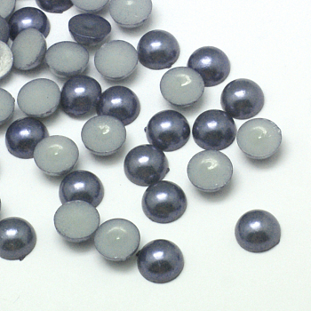 Acrylic Cabochons, Imitation Pearl, Half Round, Light Steel Blue, 6x3mm, about 5000pcs/bag