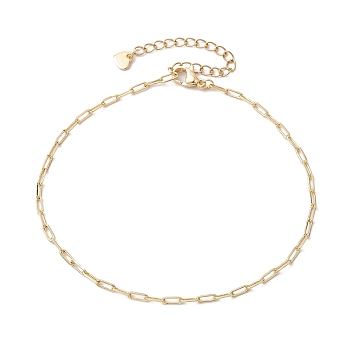 304 Stainless Steel Oval Link Chains Anklets for Women, Golden, 9-1/8 inch(23cm)