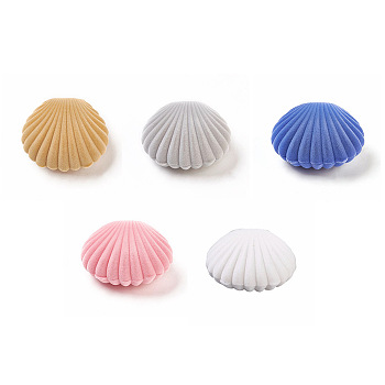 Velvet Necklace Boxes, Shell Shape, Jewelry Box for Girls, Gift Box, Mixed Color, 5.3x5.85x2.9cm