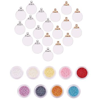 DIY Pendant Making, Blown Glass Globe Beads, Rack Plating Brass Pendant Bails and Imitation Pearl Acrylic Beads, Mixed Color, 118x72x35mm