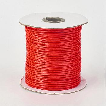 Eco-Friendly Korean Waxed Polyester Cord, Orange Red, 1mm, about 169.51~174.98 Yards(155~160m)/Roll