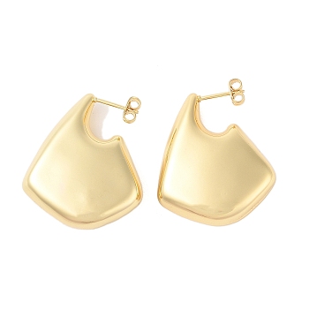 Rack Plating Brass Stud Earrings for Women, Cadmium Free & Lead Free, Long-Lasting Plated, Real 18K Gold Plated, 35x30mm