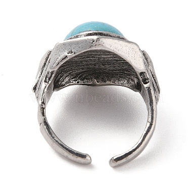 Oval Synthetic Turquoise Cuff Rings(RJEW-B107-13AS-01)-4