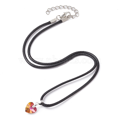 Glass Heart Pendant Necklaces(NJEW-JN04476-01)-3