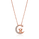 Chinese Zodiac Necklace Tiger Necklace 925 Sterling Silver Rose Gold Tiger on the Moon Pendant Charm Necklace Zircon Moon and Star Necklace Cute Animal Jewelry Gifts for Women(JN1090C)-1