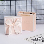 Bowknot Paper Jewelry Gift Boxes, with Paper Bags, Rectangle, Misty Rose, Box: 20x18x9.2cm(CON-WH0092-21)