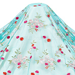 Polyester Flower Embroidered Lace Fabric, for DIY Clothing Accessories, Teal, 53-1/8 inch(1350mm), 2 yards/pc(OCOR-BC0005-52A)