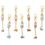 7Pcs Natural & Synthetic Gemstone Pendant Decorations, with Alloy Swivel Lobster Claw Clasps, 130mm(HJEW-FS00053)