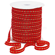 WADORN 1 Roll Single Face Velvet Ribbon, for Clothing Accessories, Gold, Red, 3/8 inch(10mm), about 50 yards/roll(DIY-WR0003-86)