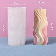 Wavy Pillar DIY Silicone Candle Molds, Aromatherapy Candle Moulds, Scented Candle Making Molds, White, 6.5x13.2cm(PW-WG74984-02)