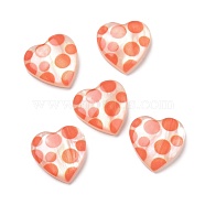 Printed Opaque Resin Cabochons, Heart, Light Salmon, Round Pattern, 16x16x5mm(FIND-E020-09C-09)