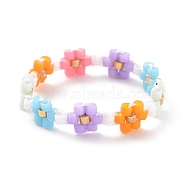 Glass Beaded Flower Wrap Stretch Finger Ring for Women, Colorful, US Size 6 1/2(16.9mm)(RJEW-MZ00002-02)
