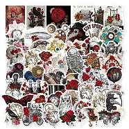 50Pcs Halloween Skull PVC Self Adhesive Cartoon Stickers, Waterproof Rose Decals for Laptop, Bottle, Luggage Decor, Mixed Color, 41.5~77x41.5~73x0.2mm(STIC-B001-08)
