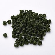 Polyester Weave Beads, Round, Dark Olive Green, 6x5mm, Hole: 4mm, about 200pcs/bag(WOVE-N002-45)