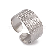304 Stainless Steel Textured Open Cuff Rings for Women, Stainless Steel Color, Inner Diameter: 18mm(RJEW-G285-14P)