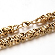 304 Stainless Steel Byzantine Chain Necklaces, with Lobster Claw Clasps, Golden, 23.6 inch(60cm)(NJEW-E048-12G)