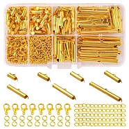 DIY Jewelry Making Finding Kit, Including Iron Slide On End Clasp Tubes, Zinc Alloy Lobster Claw Clasps, Iron End Chains & Jump Rings, Golden, 330Pcs/box(DIY-YW0006-15G)