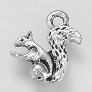 Tibetan Style Alloy Pendants, Cadmium Free & Lead Free, Squirrel, Antique Silver, 15.5x14x1.5mm, Hole: 2.5mm, about 1160pcs/1000g(TIBE-S310-018AS-LF)