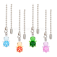 Resin Ceiling Fan Pull Chain Extenders, Tortoise Pendant Decoration, with Iron Ball Chains, Mixed Color, 347mm, 4pcs/set(PALLOY-AB00188)