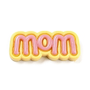 Opaque Resin Cabochons, Cartoon Word Mom, Pearl Pink, 13.5x33.5x6mm(RESI-Z009-02E-1)