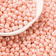 6/0 Glass Seed Beads, Opaque Colours Luster, Teardrop, PeachPuff, 4~5x4~4.5x3~4mm, Hole: 0.8~0.9mm, about 5625pcs/pound(SEED-L011-08A-25)