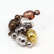 Round Brass Magnetic Clasps with Loops, N35 Grade Strong Magnet, Oval, Mixed Color, 11x5mm, Hole: 1mm(KK-D331-M)