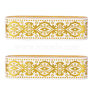 Elite Ethnic Style Polyester Grosgrain Ribbons, Single Face, Gold, 1/8 inch(3.3mm), about 7m/roll, 2roll/set(OCOR-PH0001-53)