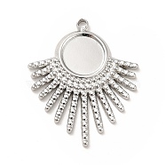 304 Stainless Steel Pendant Cabochon Settings, Fan, Stainless Steel Color, Tray: 8mm, 25.5x21x2mm, Hole: 1.5mm(STAS-H172-13P)