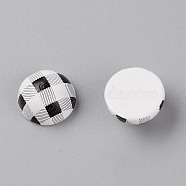 Schima Wood Cabochons, Half Round/Dome with Tartan Pattern, White, 14.5x8mm(WOOD-TAC0008-09C)