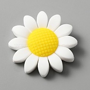 Food Grade Eco-Friendly Silicone Beads, Chewing Beads For Teethers, DIY Nursing Necklaces Making, Sunflower, White, 39.5~40x9.5mm, Hole: 2mm(SIL-WH0012-012G)