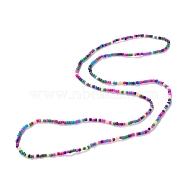 Waist Beads, Candy Color Glass Seed Beads Stretch Body Chain, Sunmmer Jewelry for Women, Deep Pink, 31-1/2~31-7/8 inch(80~81cm)(AJEW-P095-01F)