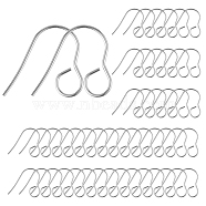 100Pcs 316 Stainless Steel Hypoallergenic French Earring Hooks, Flat Earring Hooks, Ear Wire, with Horizontal Loop, Stainless Steel Color, 18mm, Hole: 4.6mm, 20 Gauge, Pin: 0.8mm(JX137A)