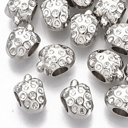 Plating ABS Plastic European Beads, Large Hole Beads, Strawberry, Platinum, 12x9x8.5mm, Hole: 4.5mm(KY-T019-07)