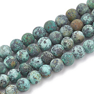 Natural African Turquoise(Jasper) Beads Strands, Frosted, Round, 8mm, Hole: 1mm, about 47pcs/strand, 15.5 inch(X-G-T106-205)