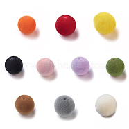 Flocky Acrylic Beads, Half Drilled, Round, Mixed Color, 8mm, Hole: 1.4mm(X-OACR-I001-8mm-L-M)