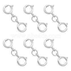 6Pcs 925 Sterling Silver Double Spring Ring Clasps, Platinum, 16mm(STER-DC0001-17P)