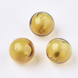 Handmade Blown Glass Beads, Round, Gold, 16x16mm, Hole: 1~2mm(BLOW-T001-32B-02)