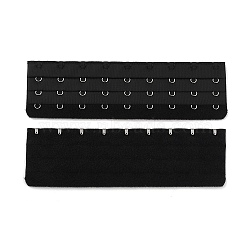 Polyester Women's 3 Rows x 9 Hooks Longline Corset Bra Extender, for Bustiers Shapewear Waist Cincher, with Stainless Steel Rings & Hooks, Black, 170x50x3.5mm(FIND-WH0146-20B-02)