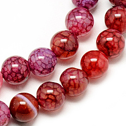 Natural Dragon Veins Agate Beads Strands, Dyed, Round, Crimson, 8mm, Hole: 1mm, about 48pcs/strand, 14.96 inch(G-Q948-81G-8mm)