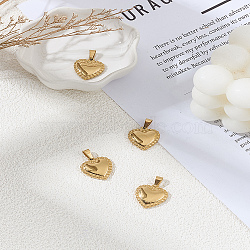 4Pcs 304 Stainless Steel Pendants, Heart with Beaded, Golden, 19x18x3mm, Hole: 9x4.5mm(STAS-LP0003-88)
