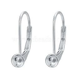 925 Sterling Silver Leverback Earring Findings, Silver, 16x13x4mm, Pin: 0.8mm, Tray: 4mm(STER-I014-13S)