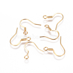 304 Stainless Steel French Earring Hooks, Flat Earring Hooks, with Horizontal Loop, Golden, 17x18.5x1.5mm, Hole: 2mm, Pin: 0.6mm(X-STAS-F227-24-G)