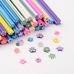 Handmade Polymer Clay Nail Art Decoration, Fashion Nail Care, No Hole Tubes, Flower, Mixed Color, 50x3~6mm(X-CLAY-Q118-M)