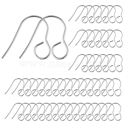 100Pcs 316 Stainless Steel Hypoallergenic French Earring Hooks, Flat Earring Hooks, Ear Wire, with Horizontal Loop, Stainless Steel Color, 18mm, Hole: 4.6mm, 20 Gauge, Pin: 0.8mm(JX137A)