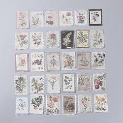 Vintage Postage Stamp Stickers Set, for Scrapbooking, Planners, Travel Diary, DIY Craft, Plants Pattern, 6.8x4.7cm, 60pcs/set(DIY-B008-03D)