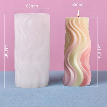 Wavy Pillar DIY Silicone Candle Molds, Aromatherapy Candle Moulds, Scented Candle Making Molds, White, 6.5x13.2cm
