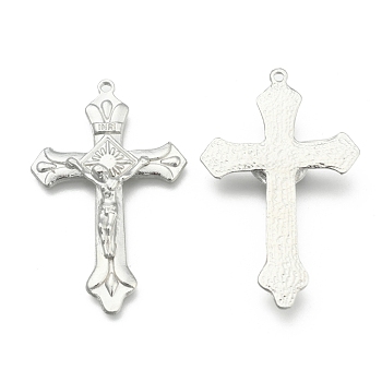 Alloy Crucifix Cross Pendants, for Easter, Platinum, 50x31x6mm, Hole: 1mm