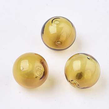 Handmade Blown Glass Beads, Round, Gold, 16x16mm, Hole: 1~2mm