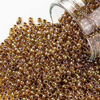 TOHO Round Seed Beads, Japanese Seed Beads, (1825) Inside Color AB Hyacinth/Opaque Purple Lined, 11/0, 2.2mm, Hole: 0.8mm, about 1103pcs/10g